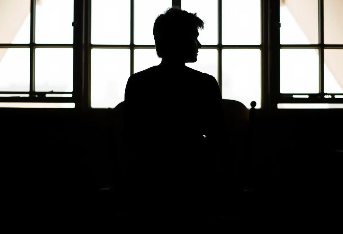 Silhouette d'une personne devant une fenêtre éclairée naturellement