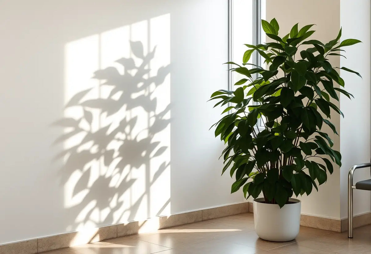 Plante en pot dans un coin de salle d'attente