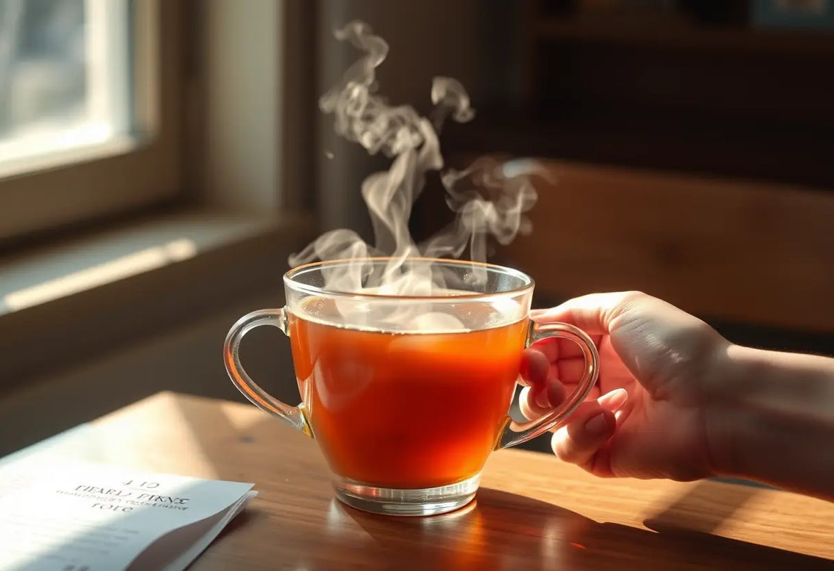 Main article sur la voix grave, main tenant une tasse de thé chaud