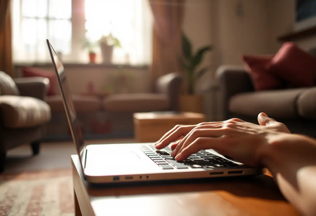 Main photo d'un homme tapant sur un clavier d'ordinateur portable