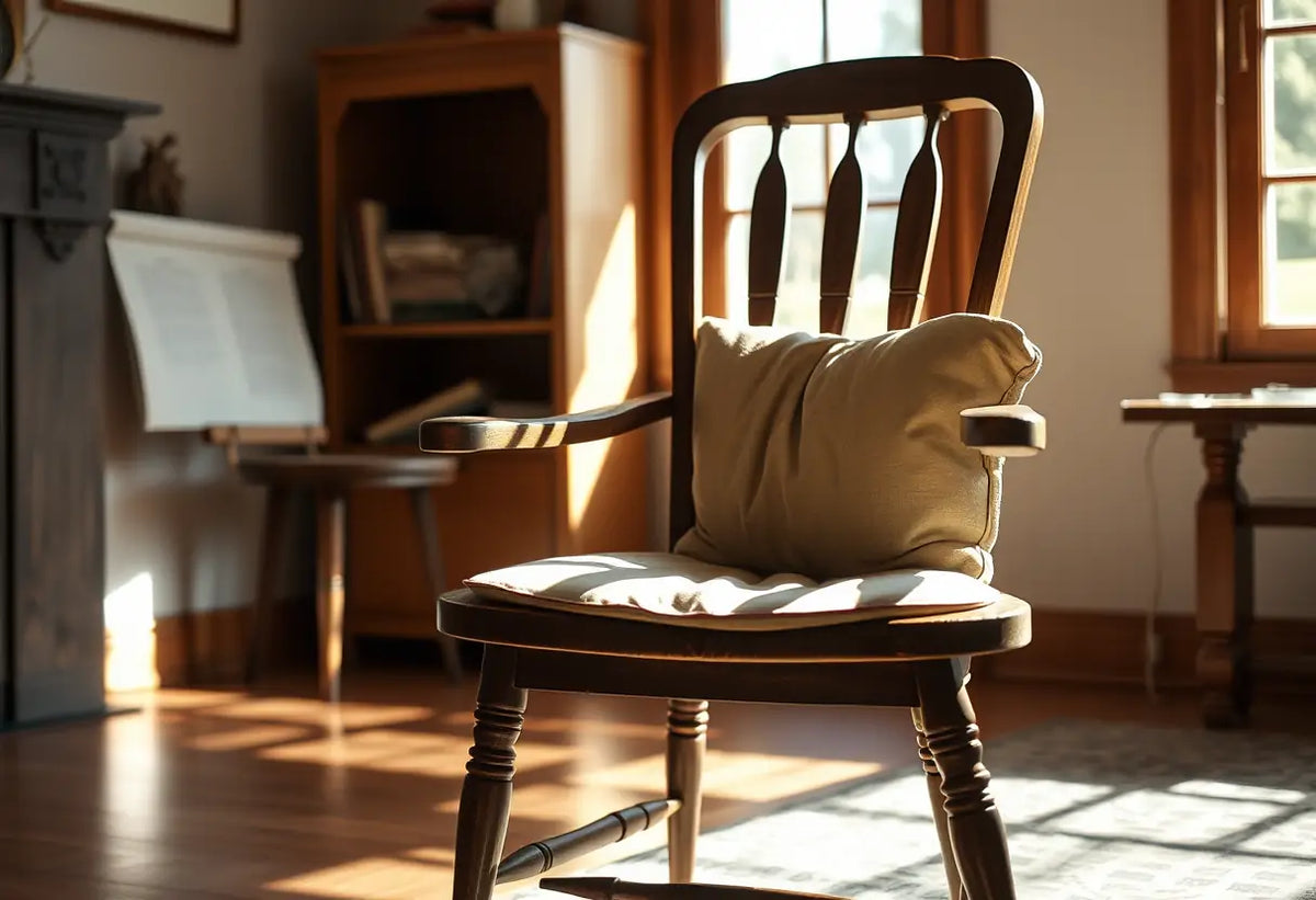 Un fauteuil dans un salon chaleureux, représentant le soutien familial lors d'un coming out.