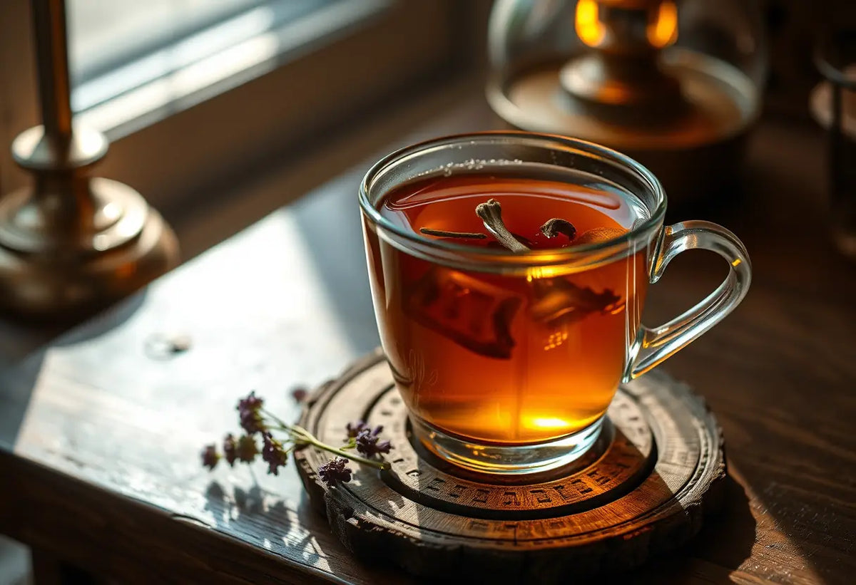Tasse de thé posée sur un plateau en bois, dans un article sur le flirt par messages