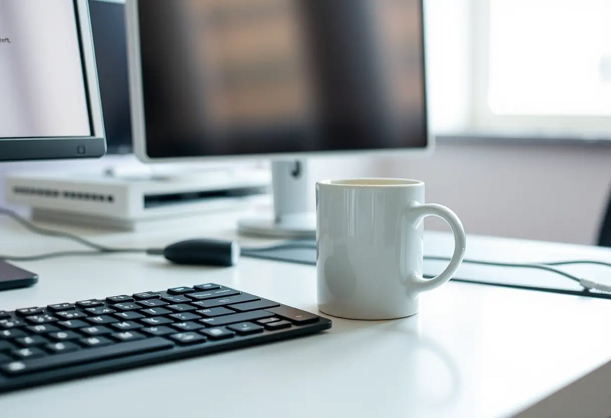 Une tasse de café sur un bureau dans un article sur la séduction au travail