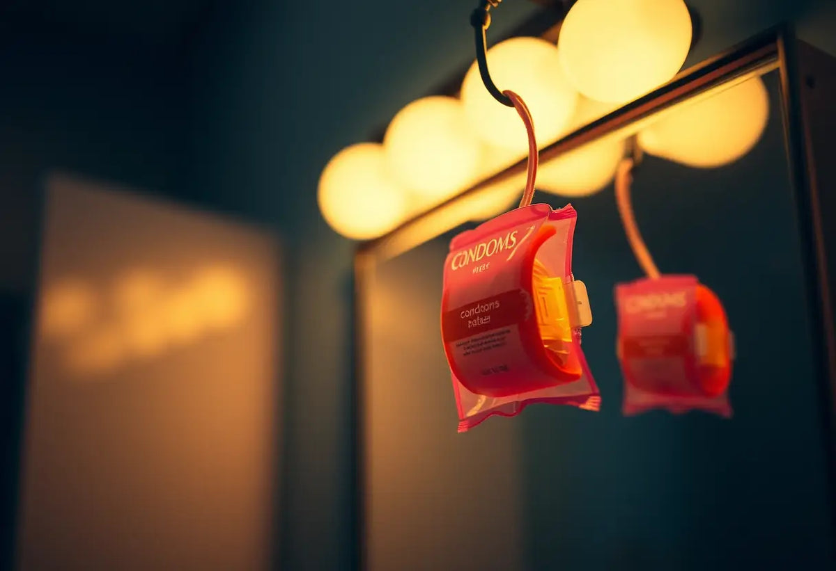Un rouleau de préservatifs phosphorescents dans une salle de bain