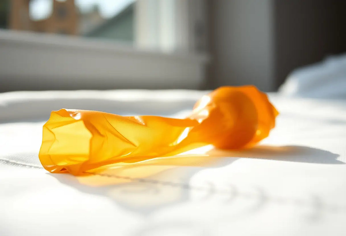 Contraceptif posé sur un tissu blanc
