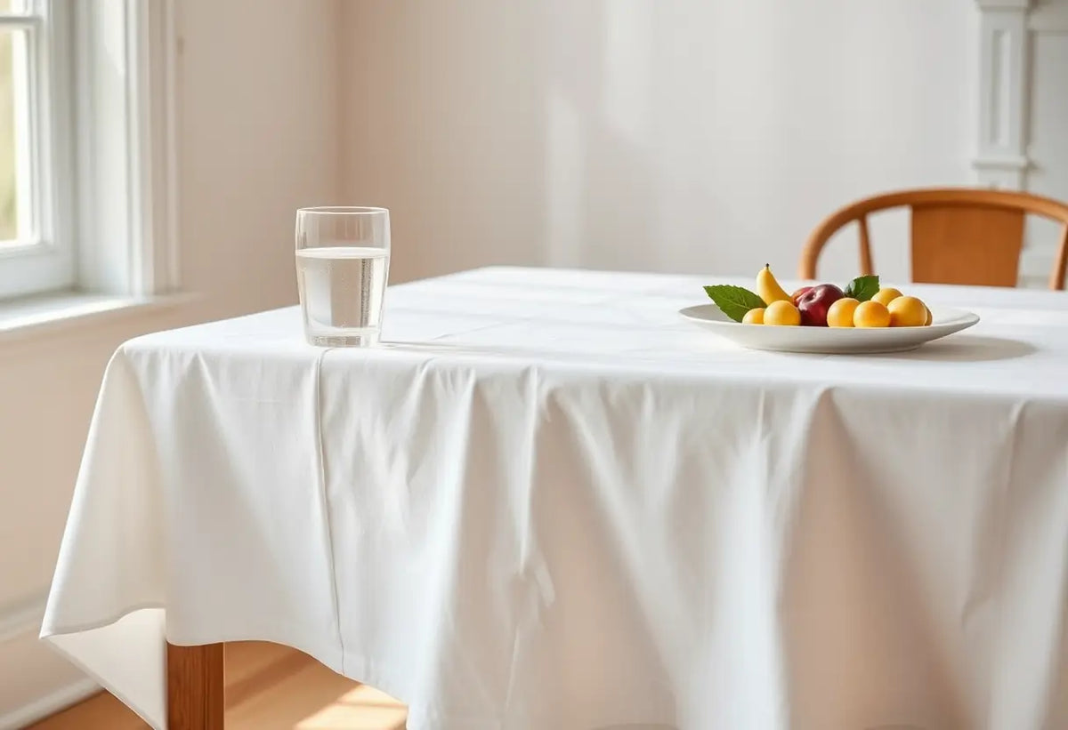 Table de salle à manger avec couvert, lumière naturelle