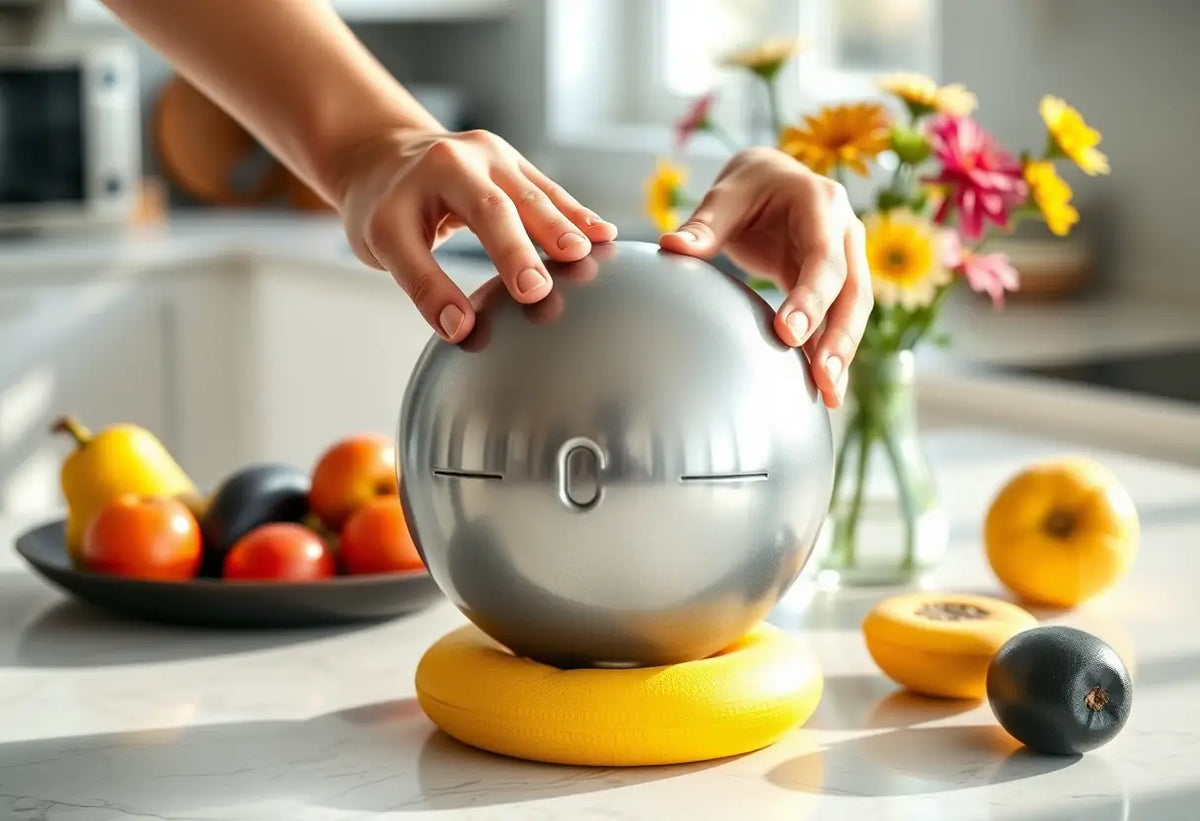 Des mains tenant une balle de poids pour l'exercice du plancher pelvien