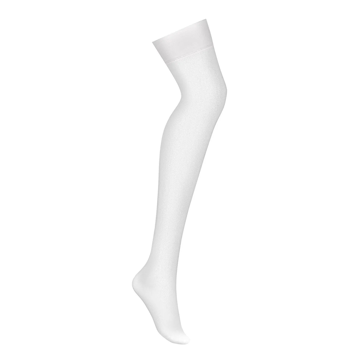 Bas blanc élastique pour jarretelles, sans dentelle, en nylon et élasthanne, confortables et sublimants la silhouette.