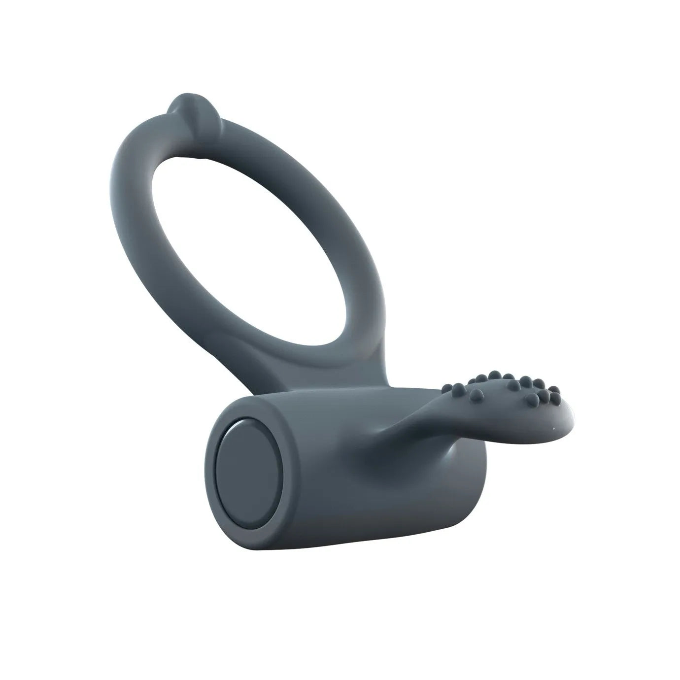 anneau vibrant puissant rechargeable stimulation clitoridienne intense silicone doux ergonomique tailleunique gris foncé étanche silencieux trois vitesses autonomie longue