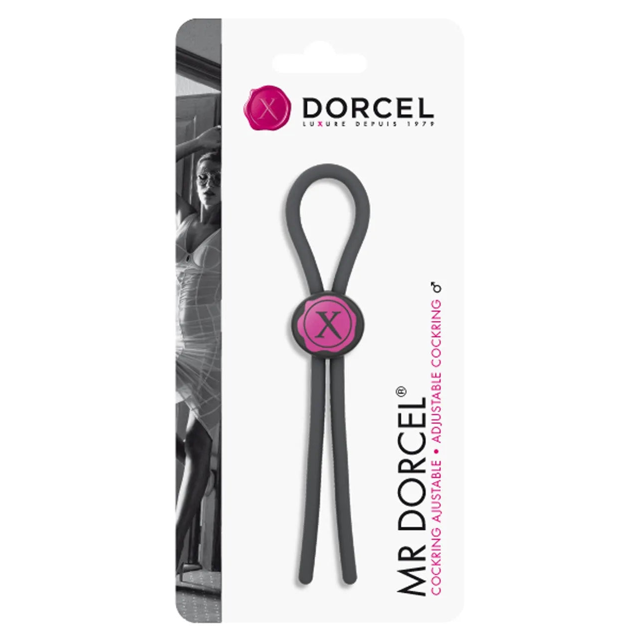 Anneau lasso ajustable en silicone noir, discret et confortable, pour prolongation érection et intensification plaisir.