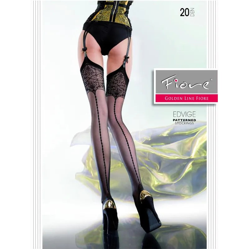 bas noirs sensuels motifs délicats renforcés orteils 20DEN polyamide élasthanne confort extensible taille T2 T3 T4