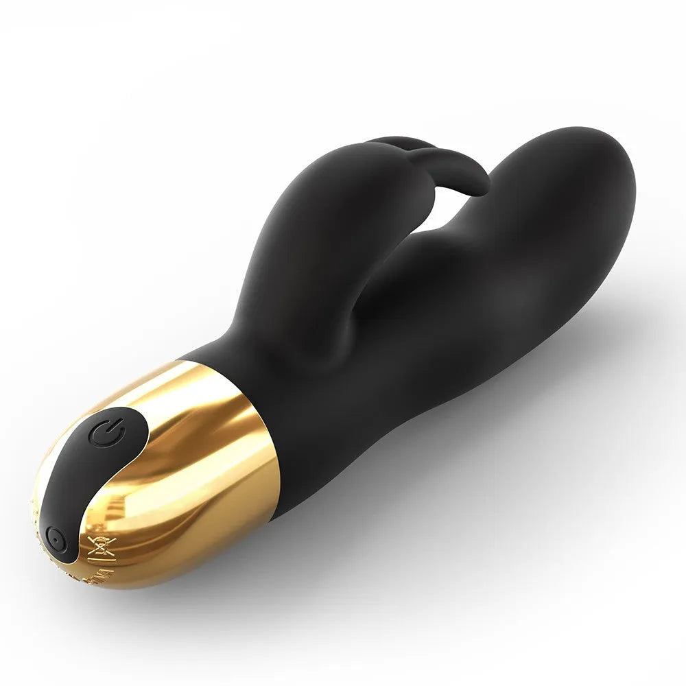 Vibromasseur rabbit chic noir or stimulation point G clitoris 7 vitesses