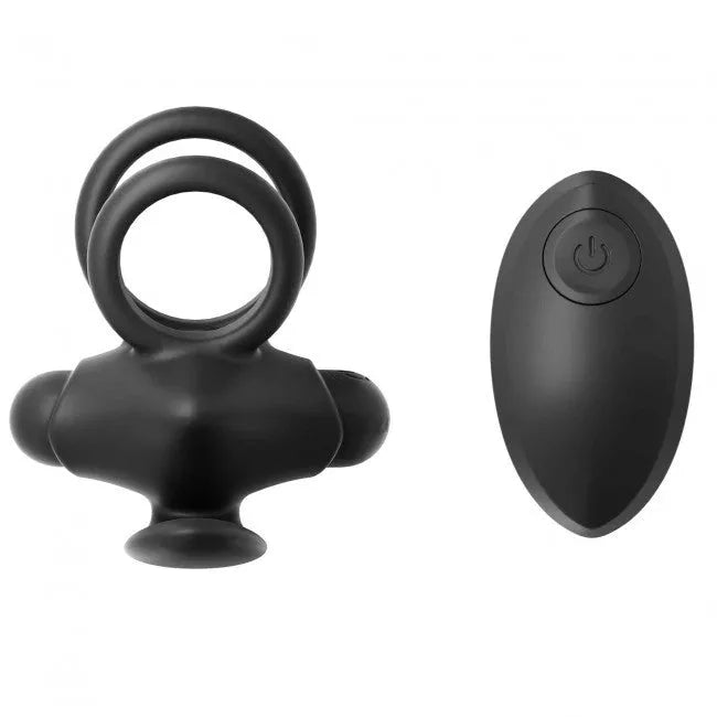 Anneau pénien vibrant noir avec télécommande, silicone élégant, discret, puissant, sans phtalates, pour couple.