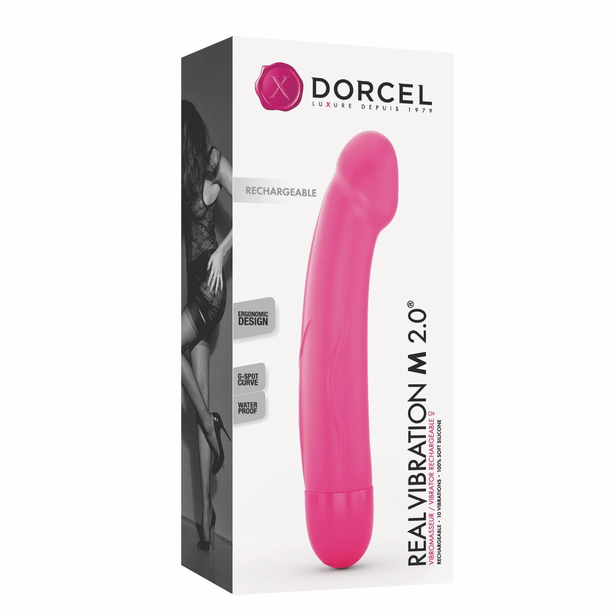 Vibromasseur rechargeable silicone magenta 22 cm waterproof 10 modes vibration