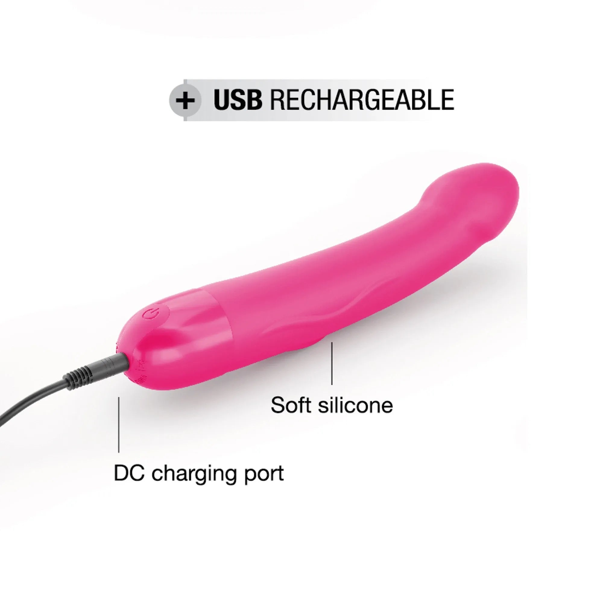 Vibromasseur rechargeable silicone magenta 22 cm waterproof 10 modes vibration
