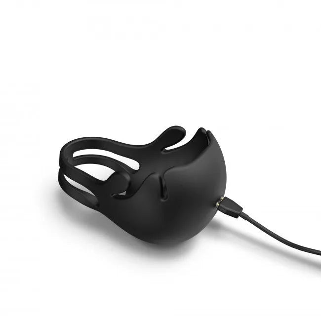 Anneau pénien vibrant noir en silicone, stimulation testicules, retard éjaculation, étanche, rechargeable, ergonomique.