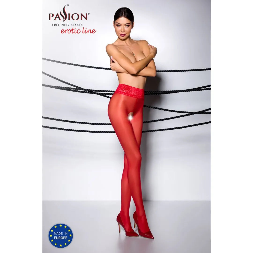 collants ouverts dentelle ceinture taille haute 30DEN transparence résistant polyamide élasthanne rouge femmes courbes séduction élégant raffiné