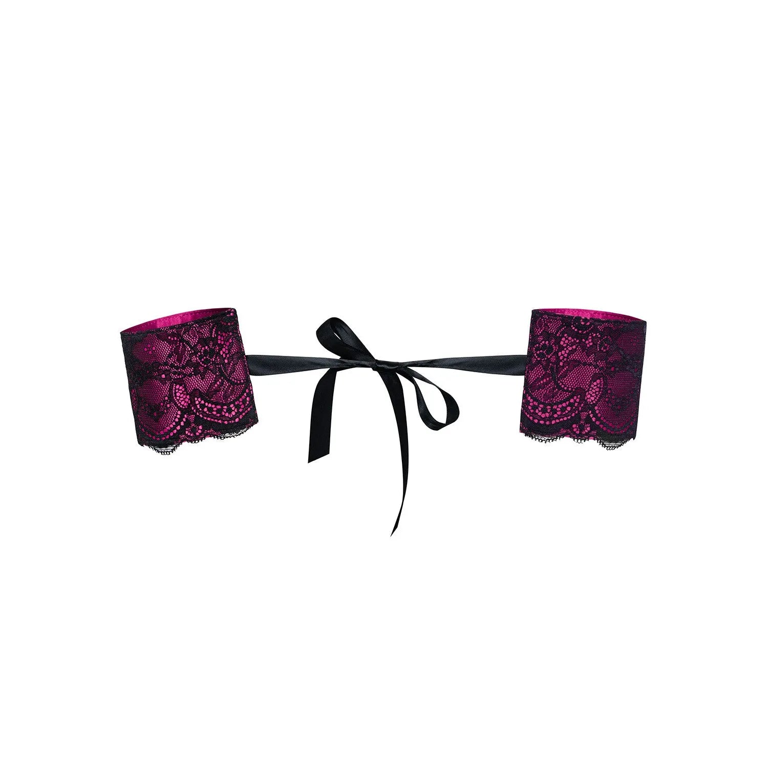 menottes dentelle sexy ajustables confort polyester élasthanne douceur glamour raffinée sensuelle romantique robustes légères coloris rose taille unique