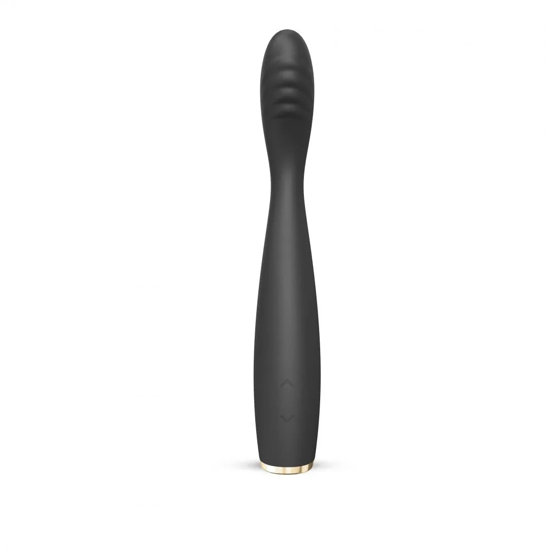 Vibromasseur point-G ultra fin flexible texturé silicone noir rechargeable