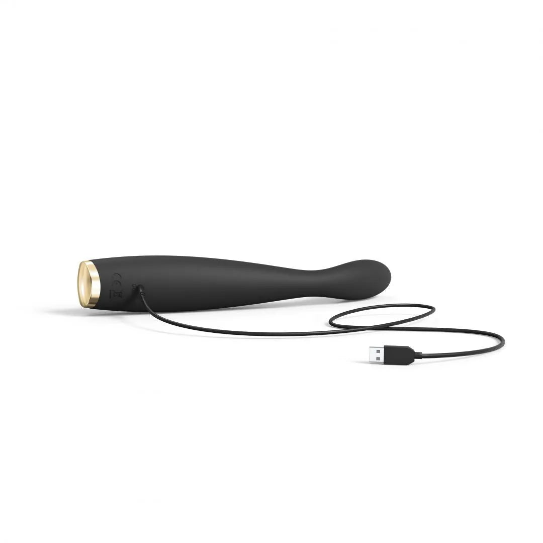 Vibromasseur point-G ultra fin flexible texturé silicone noir rechargeable