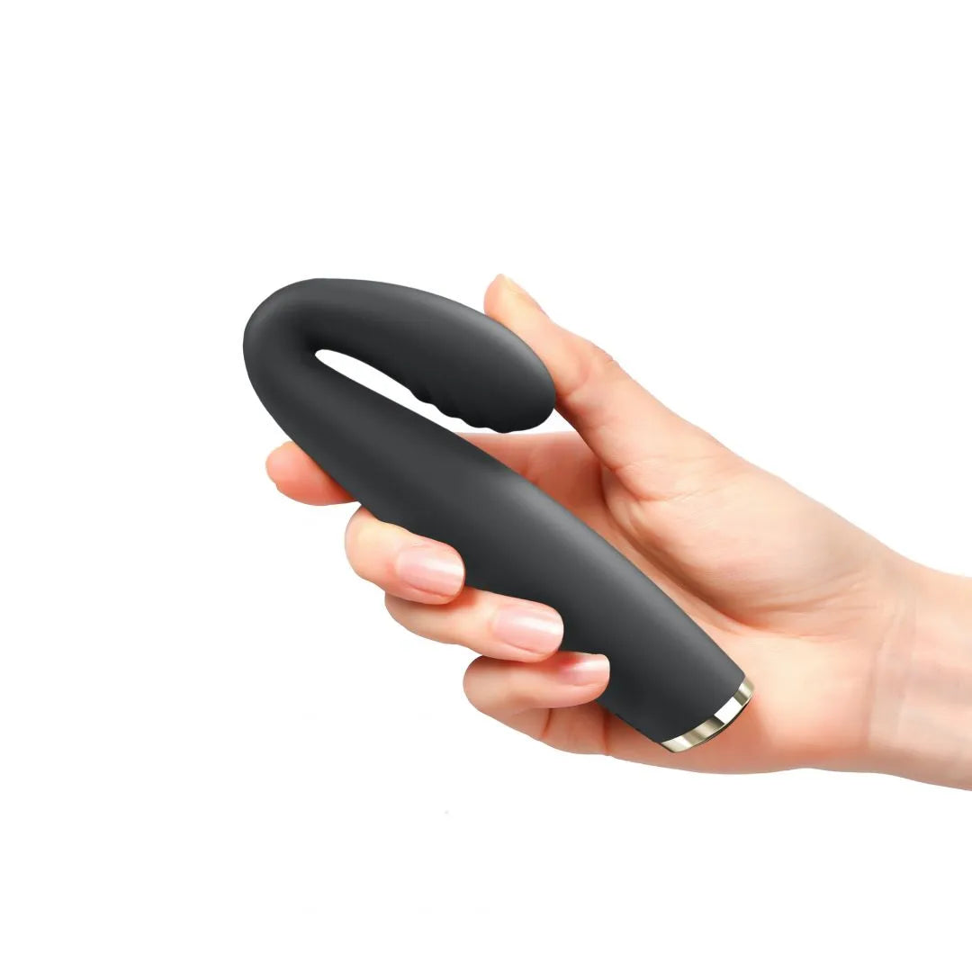 Vibromasseur point-G ultra fin flexible texturé silicone noir rechargeable