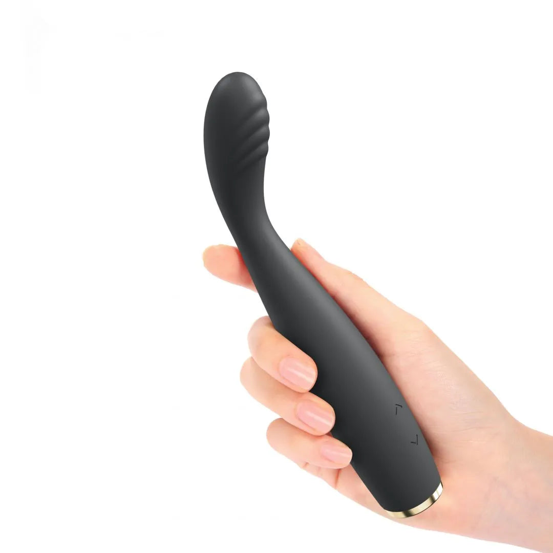 Vibromasseur point-G ultra fin flexible texturé silicone noir rechargeable