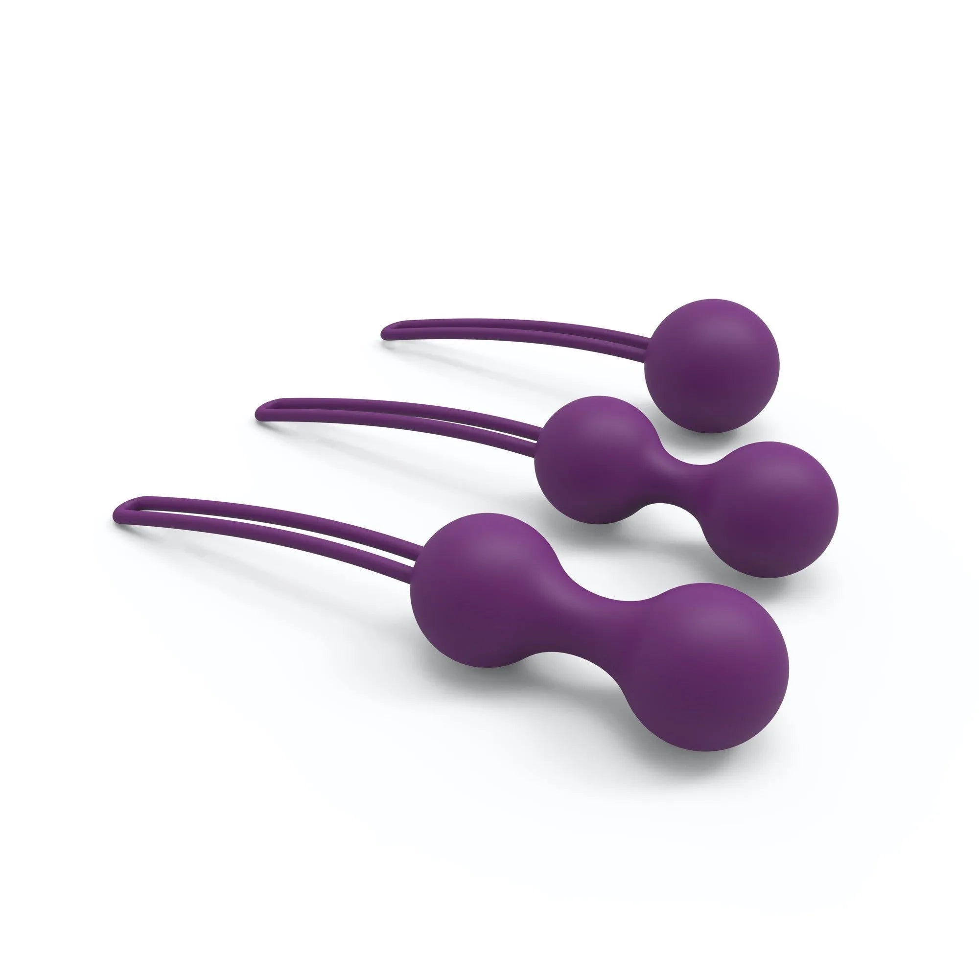 boules Geisha silicone douces ergonomiques entraînement périnée progressif gradué trois poids diamètres silencieuses étanches discrètes violet quotidien polyvalentes
