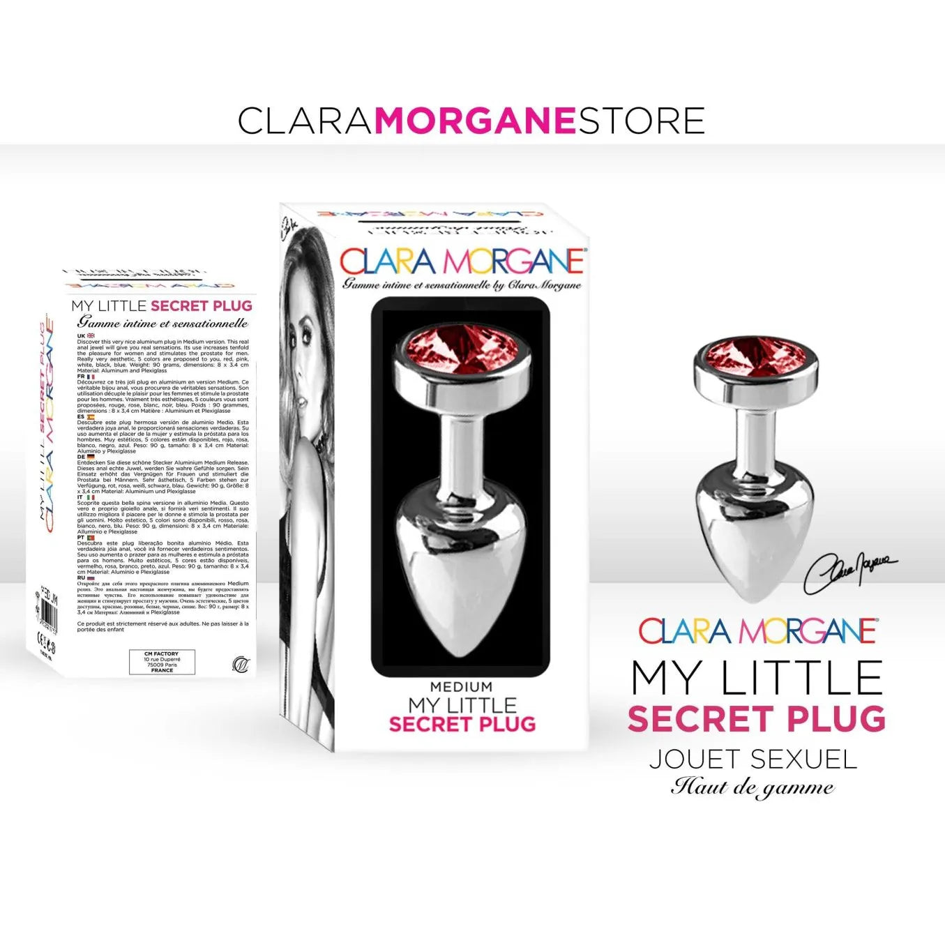 Plug anal aluminium waterproof rouge medium 7 cm pour couple