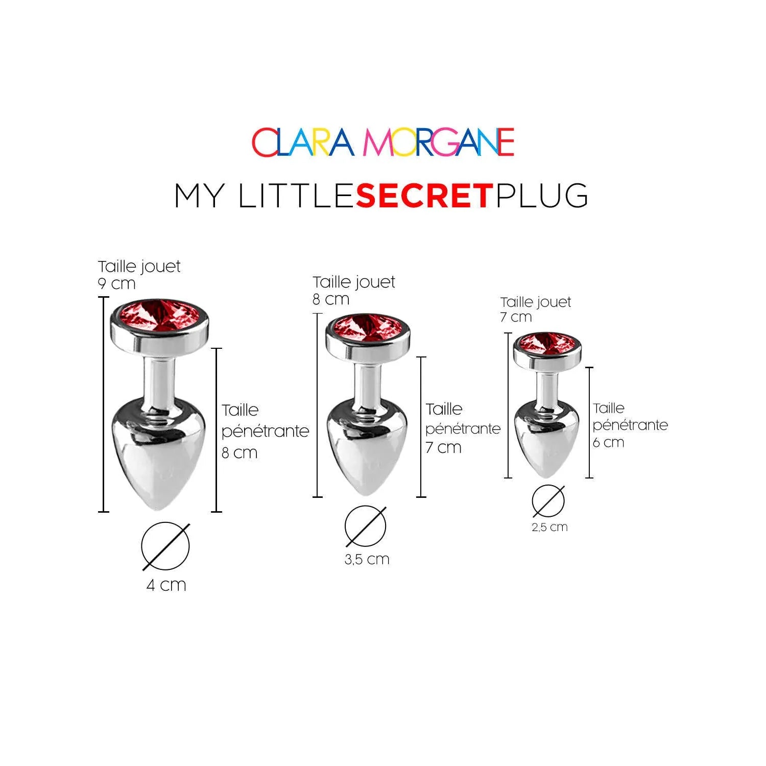 Plug anal aluminium waterproof rouge medium 7 cm pour couple