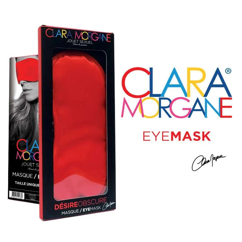masque Clara Morgane rouge sensuel séduisant érotique luxueux satiné hypoallergénique confortable occultation élastique ajustable maintien mystérieux romantique intime élégant prestigieux