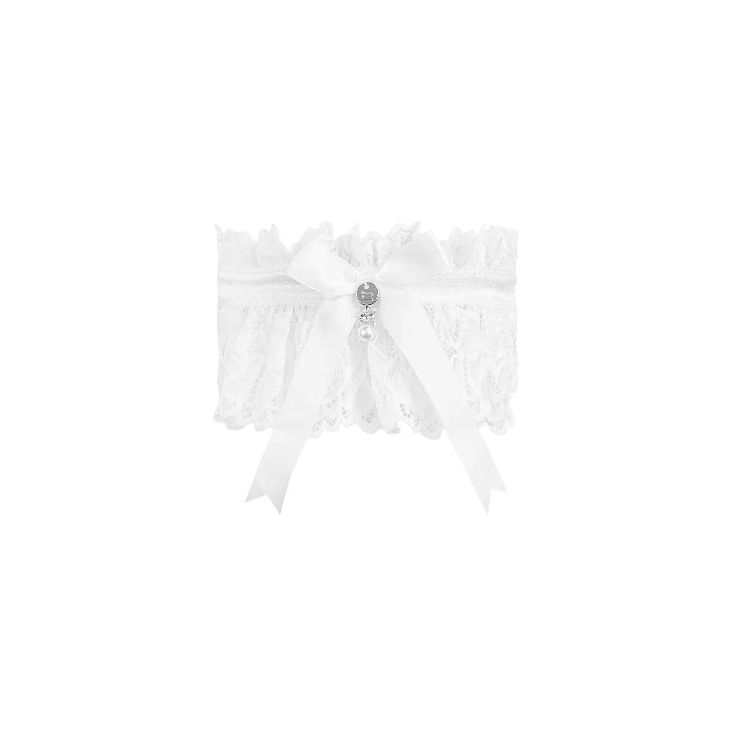 jarretière dentelle blanche mariage charme féminin satin ajustable nœud élastique confortable délicate raffinée extensible polyamide élasthanne taille unique élégante sensuelle
