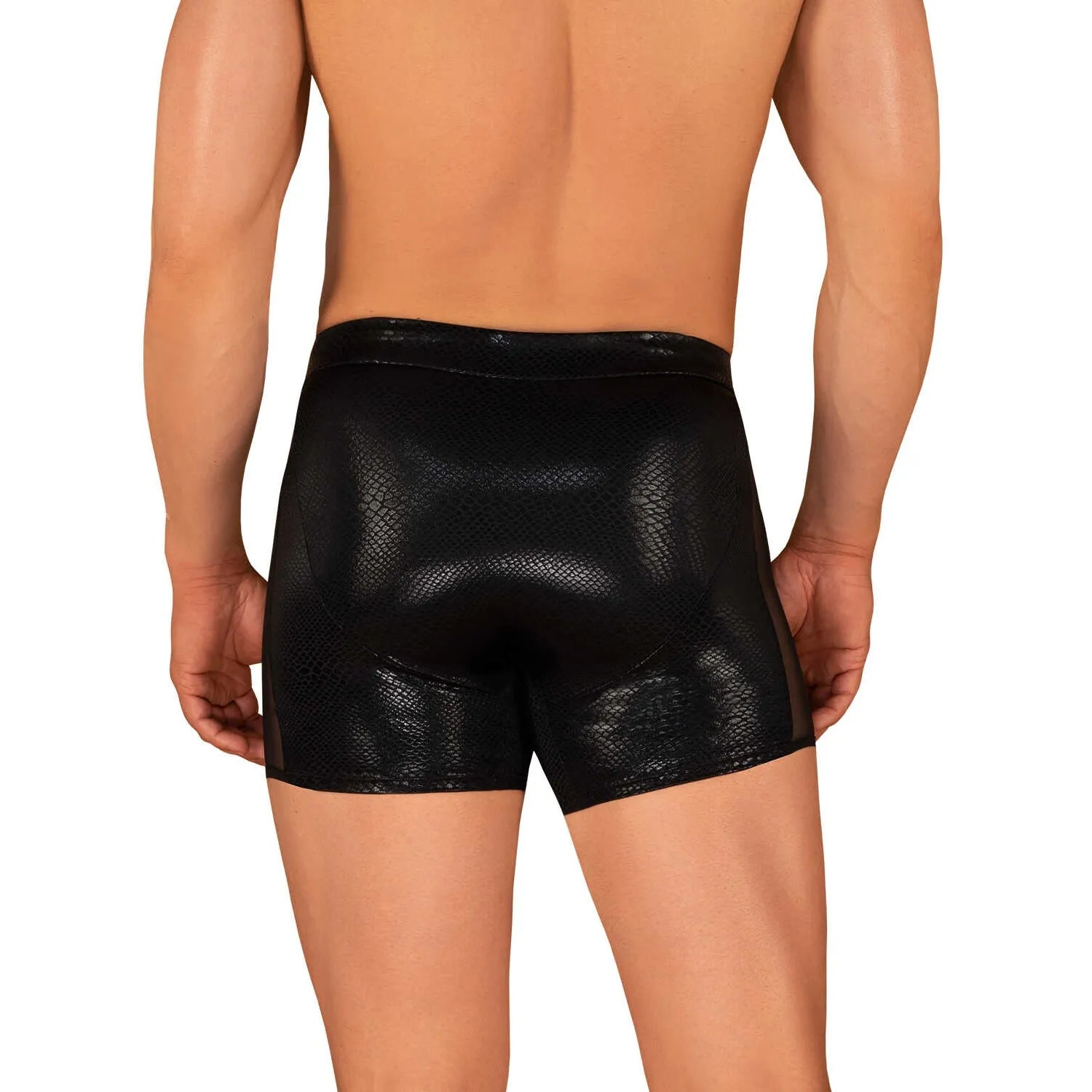 short de bain homme noir sexy matière translucide ajustement parfait
