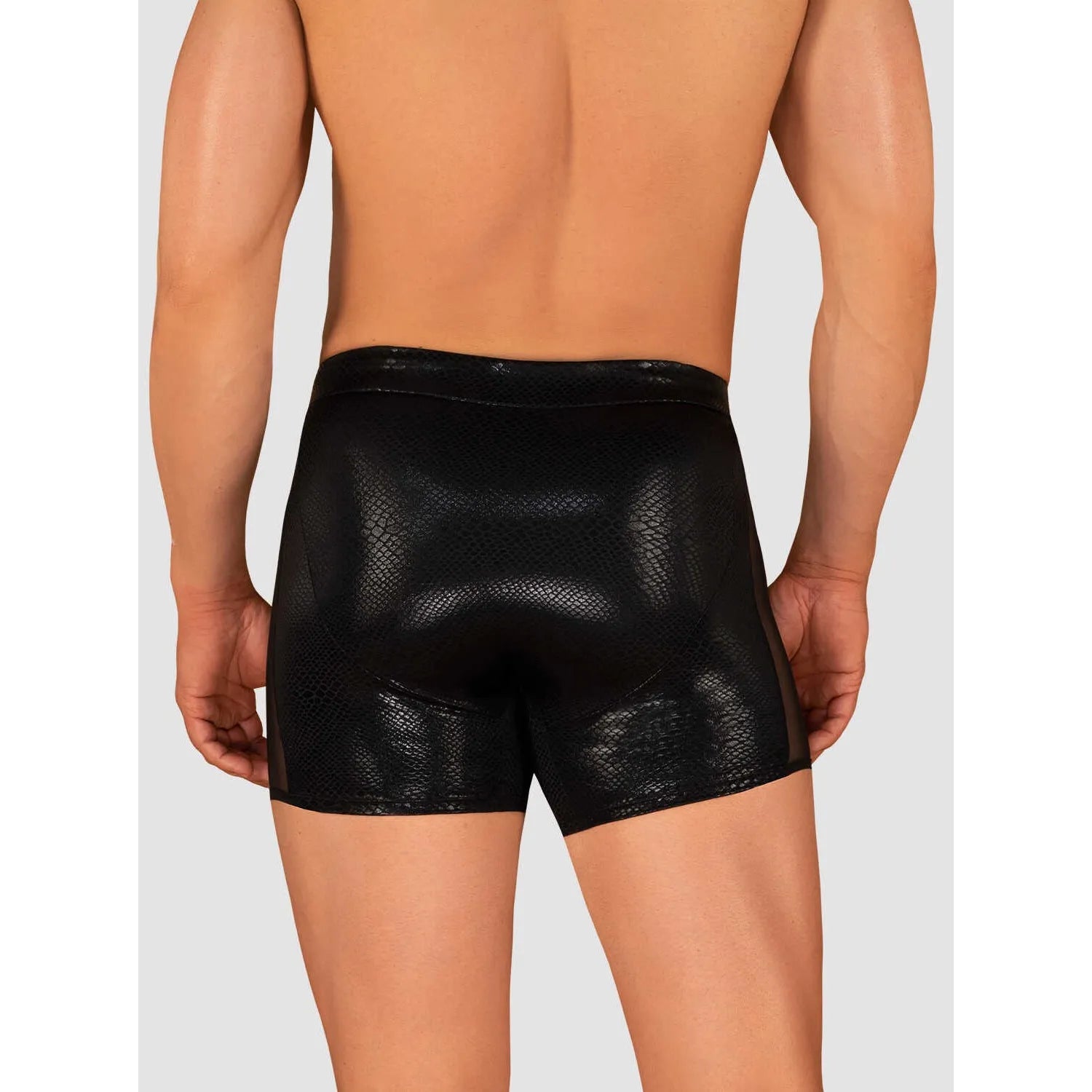 short de bain homme noir sexy matière translucide ajustement parfait