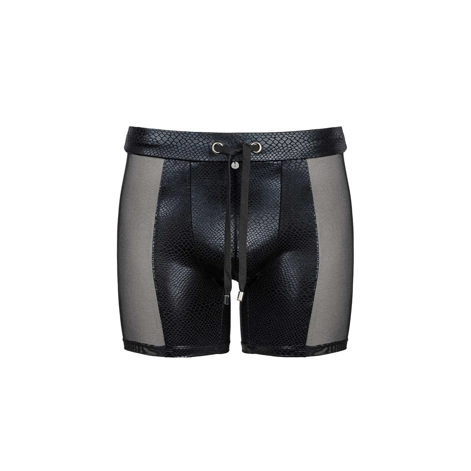 short de bain homme noir sexy matière translucide ajustement parfait