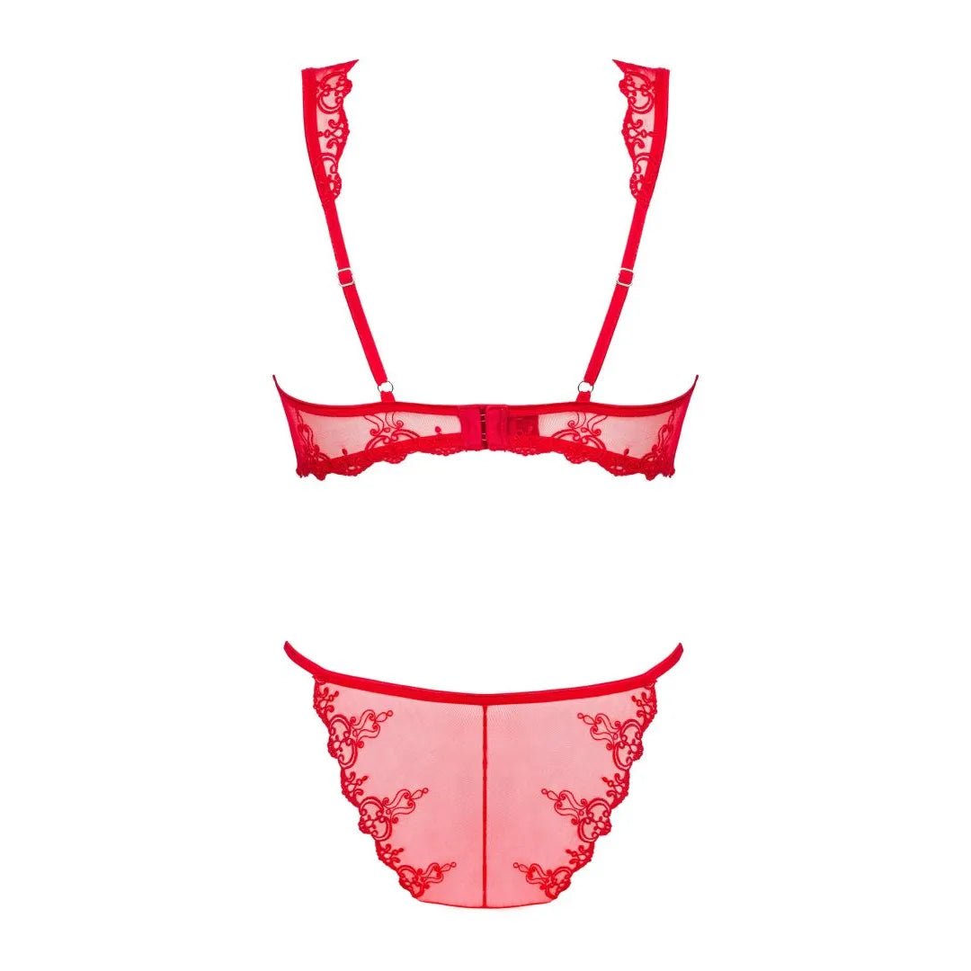 Lonesia ensemble sexy rouge soutien gorge armatures string translucide pendentif bijou maintien confort coupe féminine séduisante