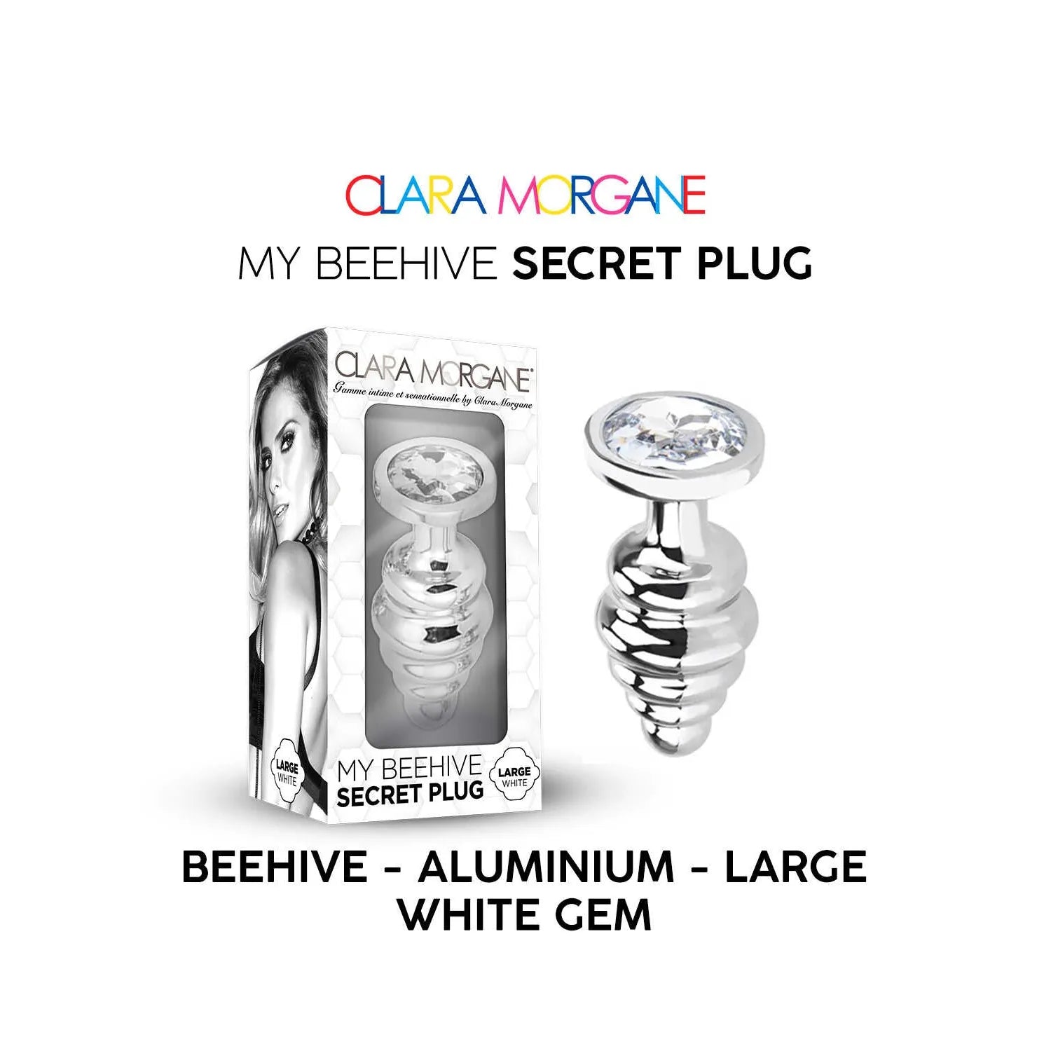 Plug anal aluminium blanc élégant, finition éclatante, forme ergonomique, tailles variées, produit haut de gamme hygiénique.