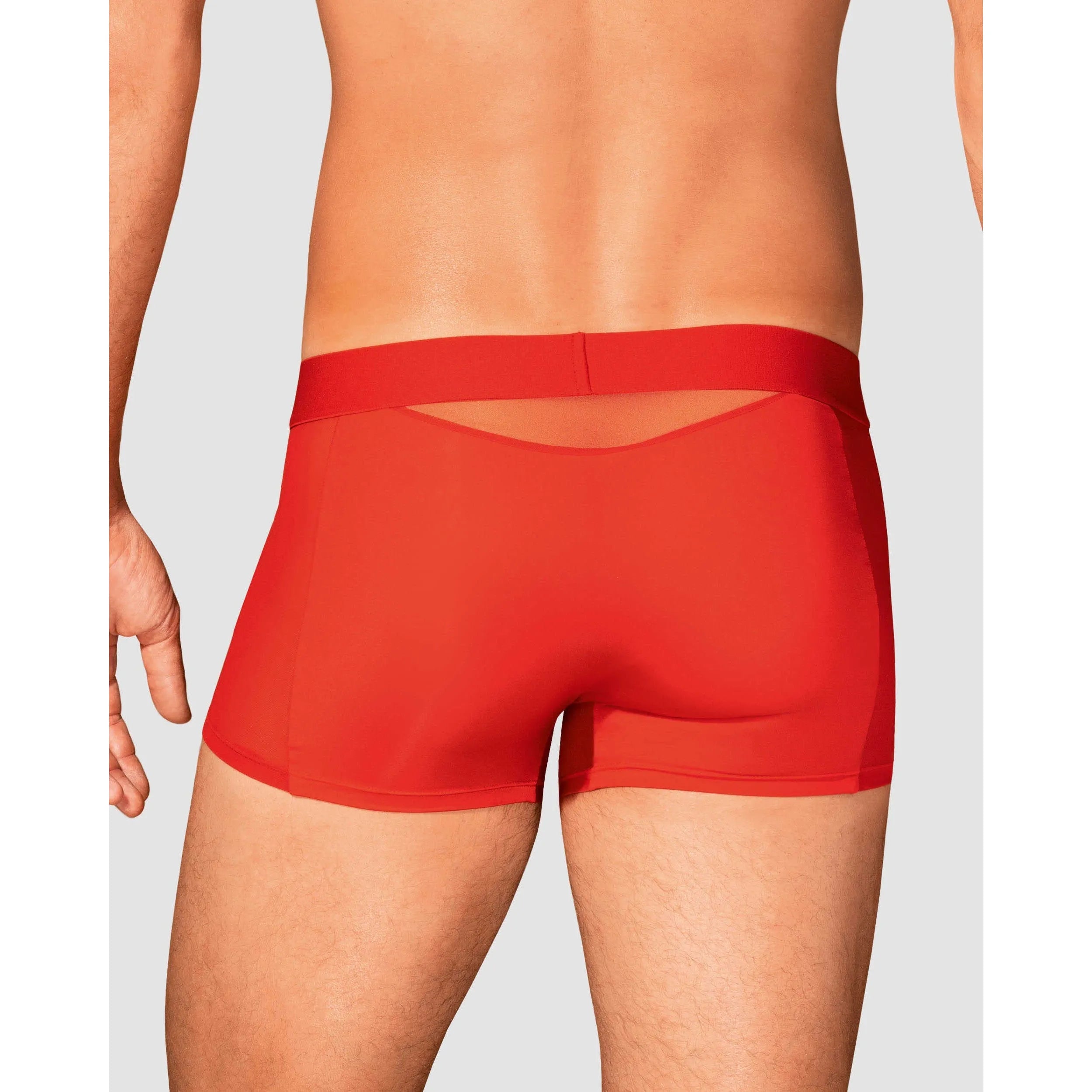 Boxer rouge Boldero homme, maille translucide sur les côtés, coupe classique, confort extensible, style élégant.