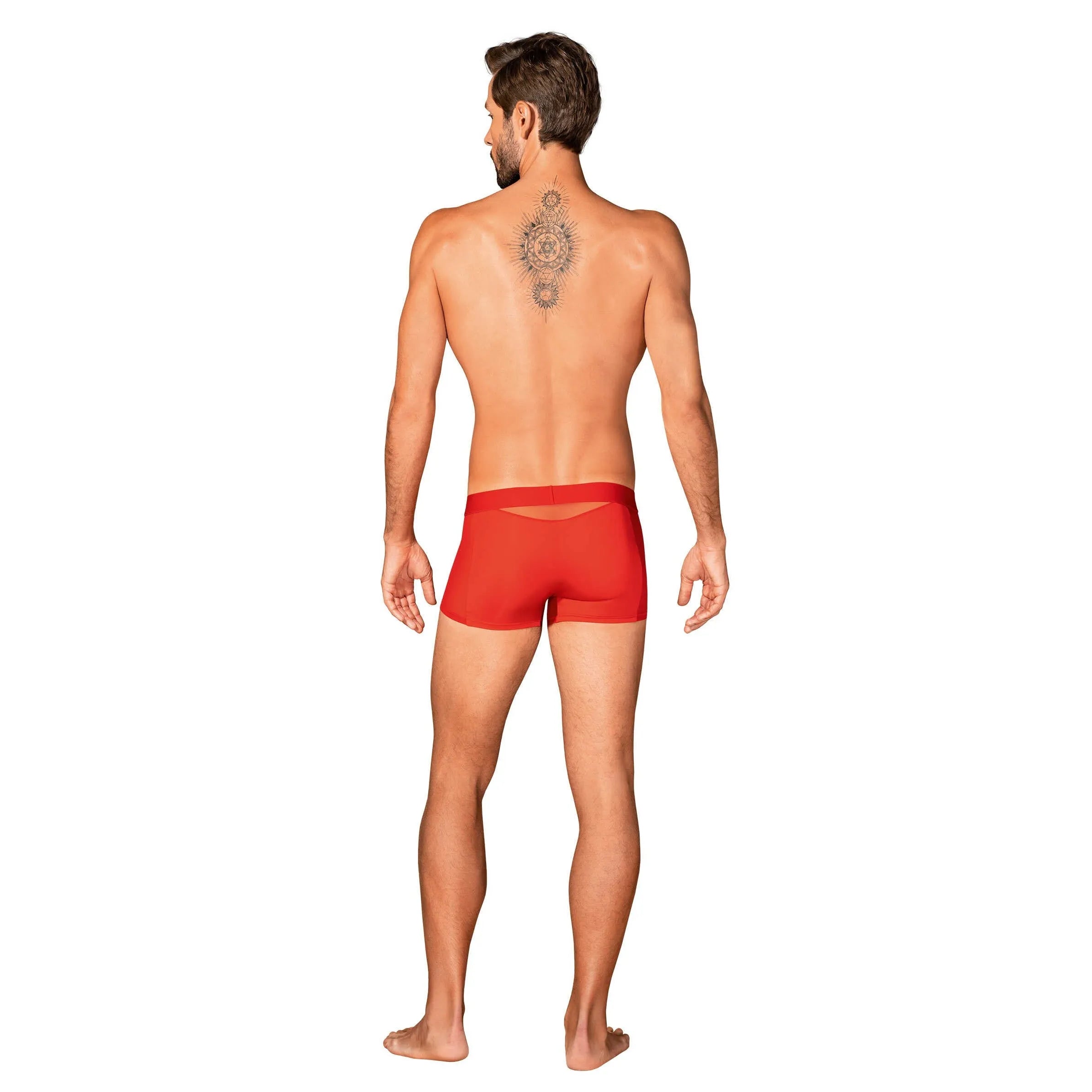 Boxer rouge Boldero homme, maille translucide côtés, coupe classique, extensible, élégant et confortable.