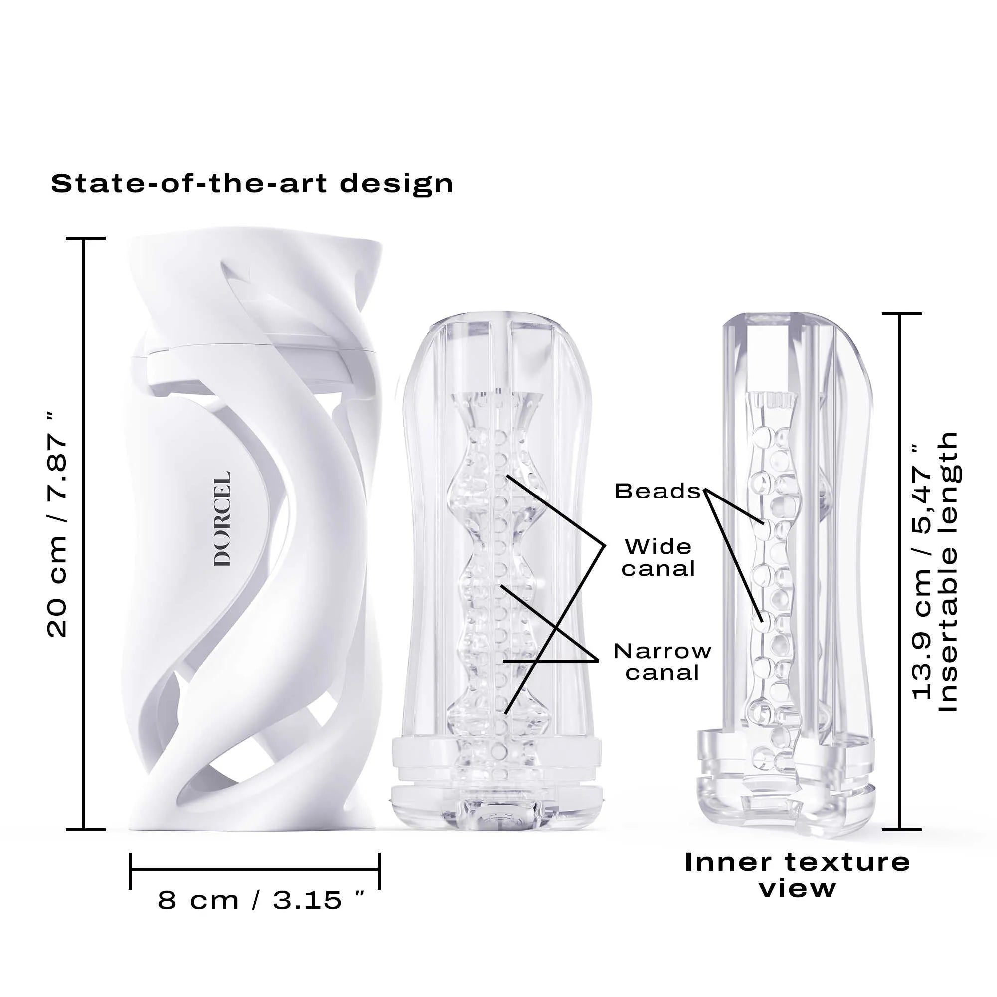 masturbateur manuel translucide futuriste interchangeable étanche noir blanc manches texturées variées boîtier ergonomique élégant ultradoux élastique démontable réutilisable