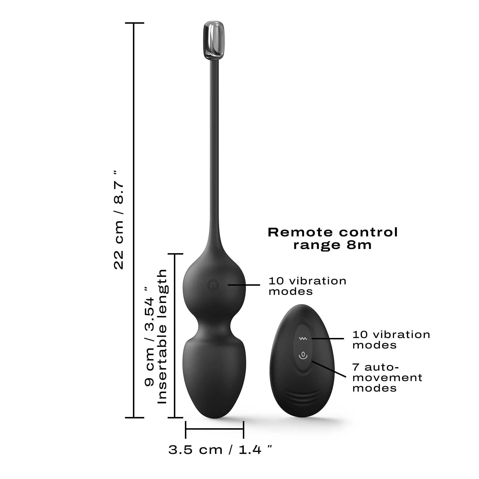 Boules Geisha noires télécommandées Dorcel, forme ergonomique, avec télécommande, pour exercices Kegel et plaisir.