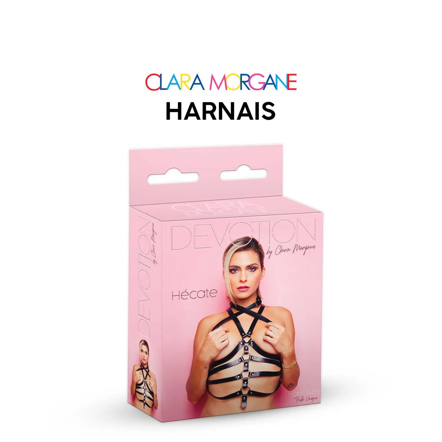 harnais noir simili cuir Hécate Clara Morgane lignes suggestives poitrine lanières ajustables taille unique envoûtant sensualité