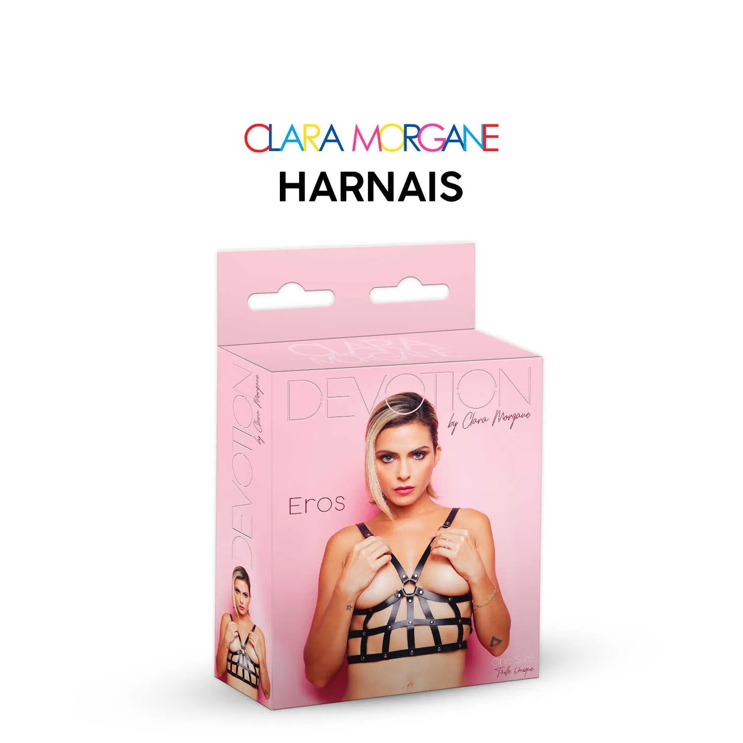 harnais Eros simili cuir noir érotique sublimation buste lanières ajustables confortable qualité supérieure sensualité élégance audace séduction Clara Morgane