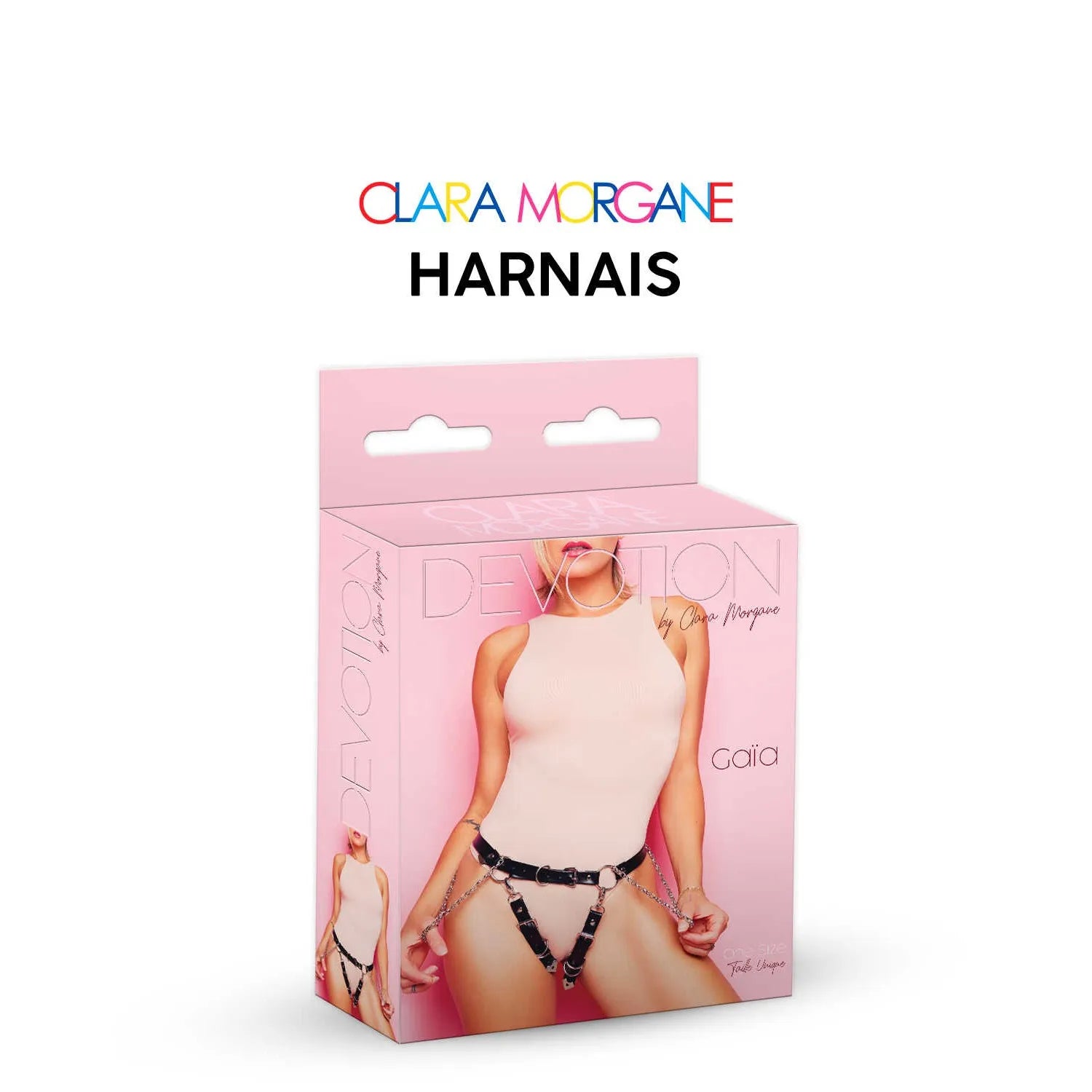 harnais simili cuir chaînes métal érotique Gaïa Clara Morgane noir taille unique ajustable lanières sensuelle sophistiquée confortable mystérieuse séduisante audacieuse