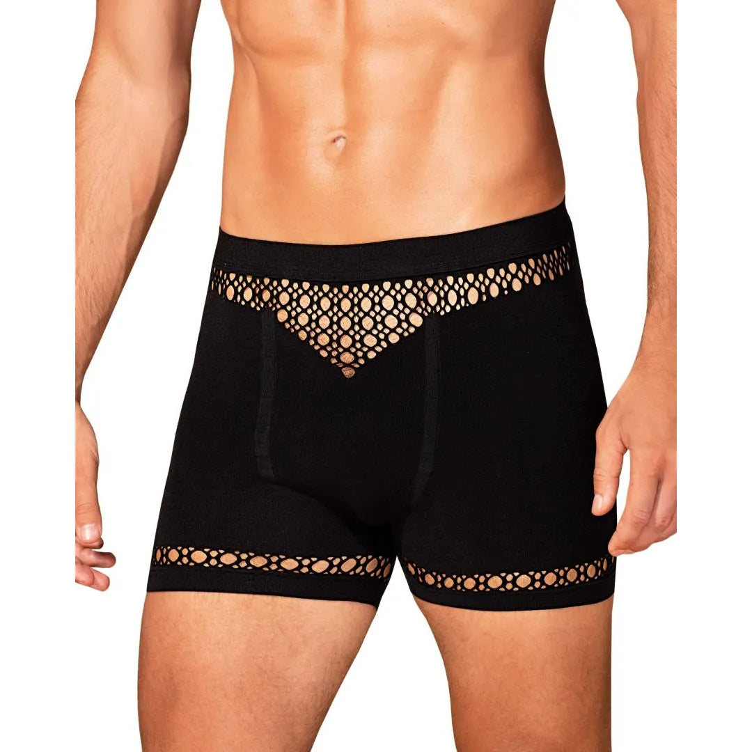 boxer homme noir M102 motifs géométriques sexy coupe moderne confortable nylon élasthanne extensible souple élégant séduisant sophistiqué