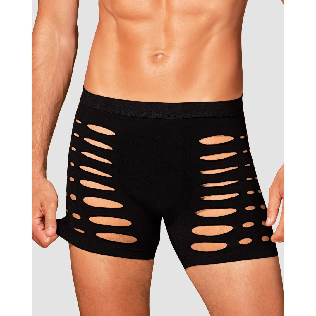 Caleçon noir homme M104, matière élastique, découpes audacieuses, coupe silhouette, style sexy et confortable.