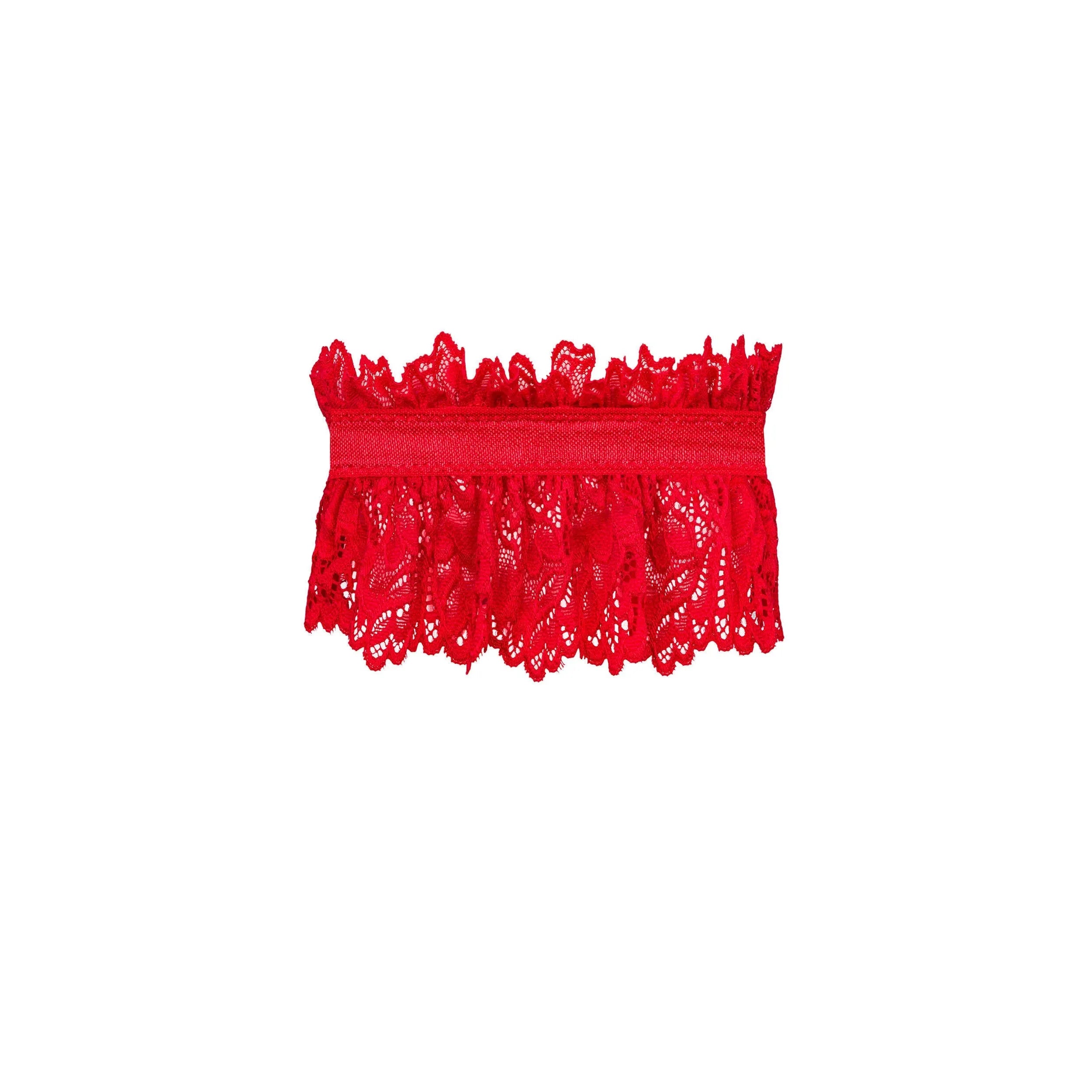 jarretière rouge dentelle satin élastique ajustement parfait Amor Cherris séduction élégance nœud maintien confortable taille unique féminine sensuelle