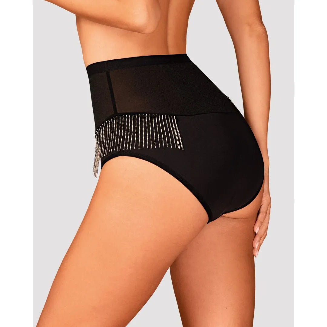 Milladis culotte taille haute sexy maille délicate perles argentées pendentif bijou maintien silhouette sublimée confortable extensible