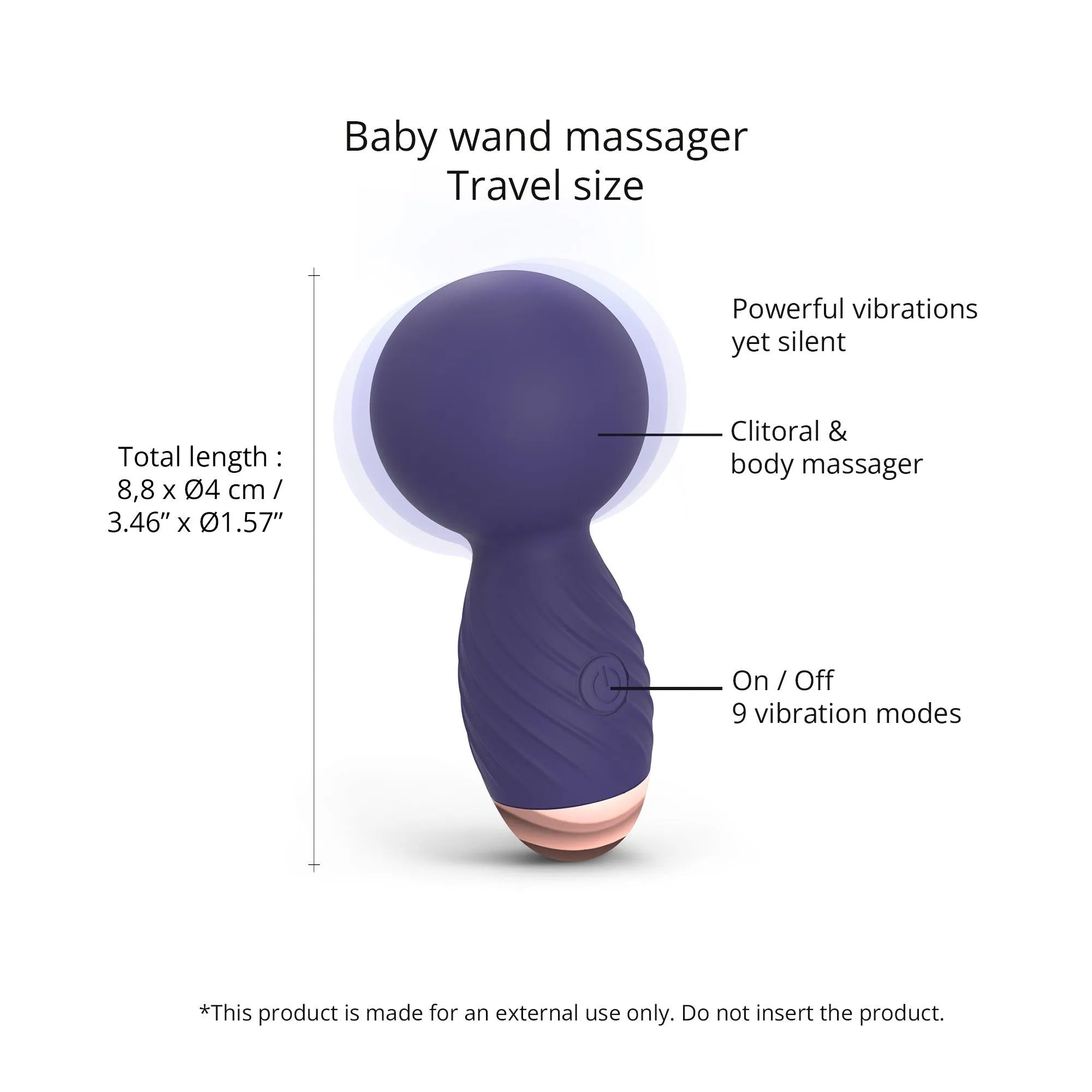 Masseur puissant mini compact portable silencieux discret flexible cou articulé tête moelleuse silicone haute qualité bleu nuit indigo