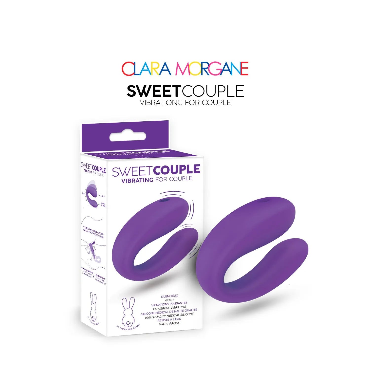 Vibromasseur pour couple stimulation simultanée silicone médical violet étanche silencieux design U hypoallergénique intimité sextoy couple