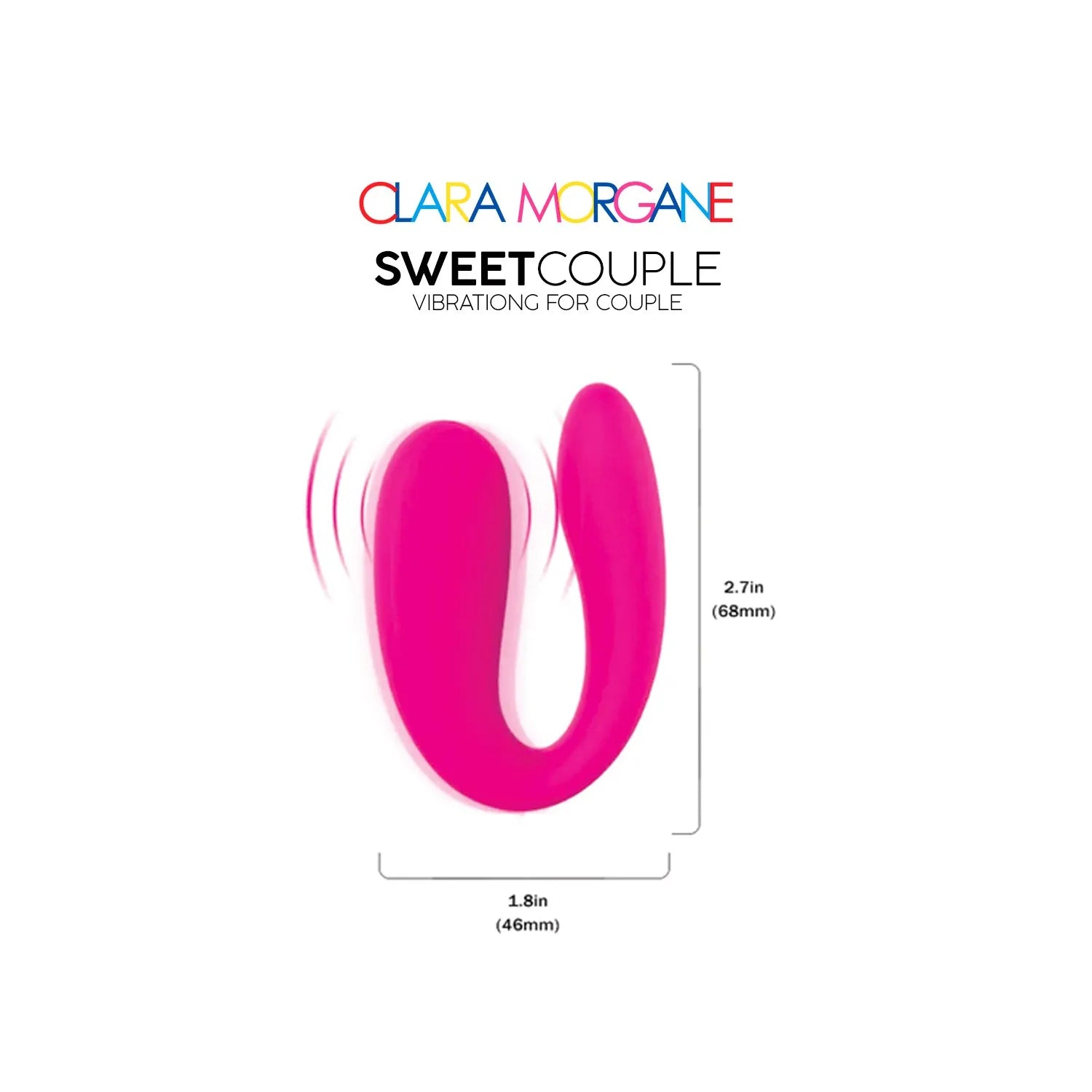 Vibromasseur pour couple en silicone médical, rose, design U, vibrations puissantes, silencieux, étanche, compact, idéal pour les moments intimes, Clara Morgane